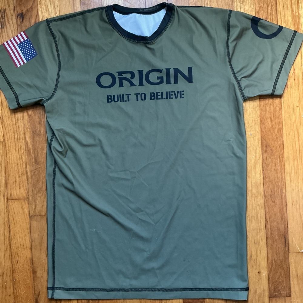 Origin Built By Freedom Men's XL Compression Shirt Army Green Made USA Military
